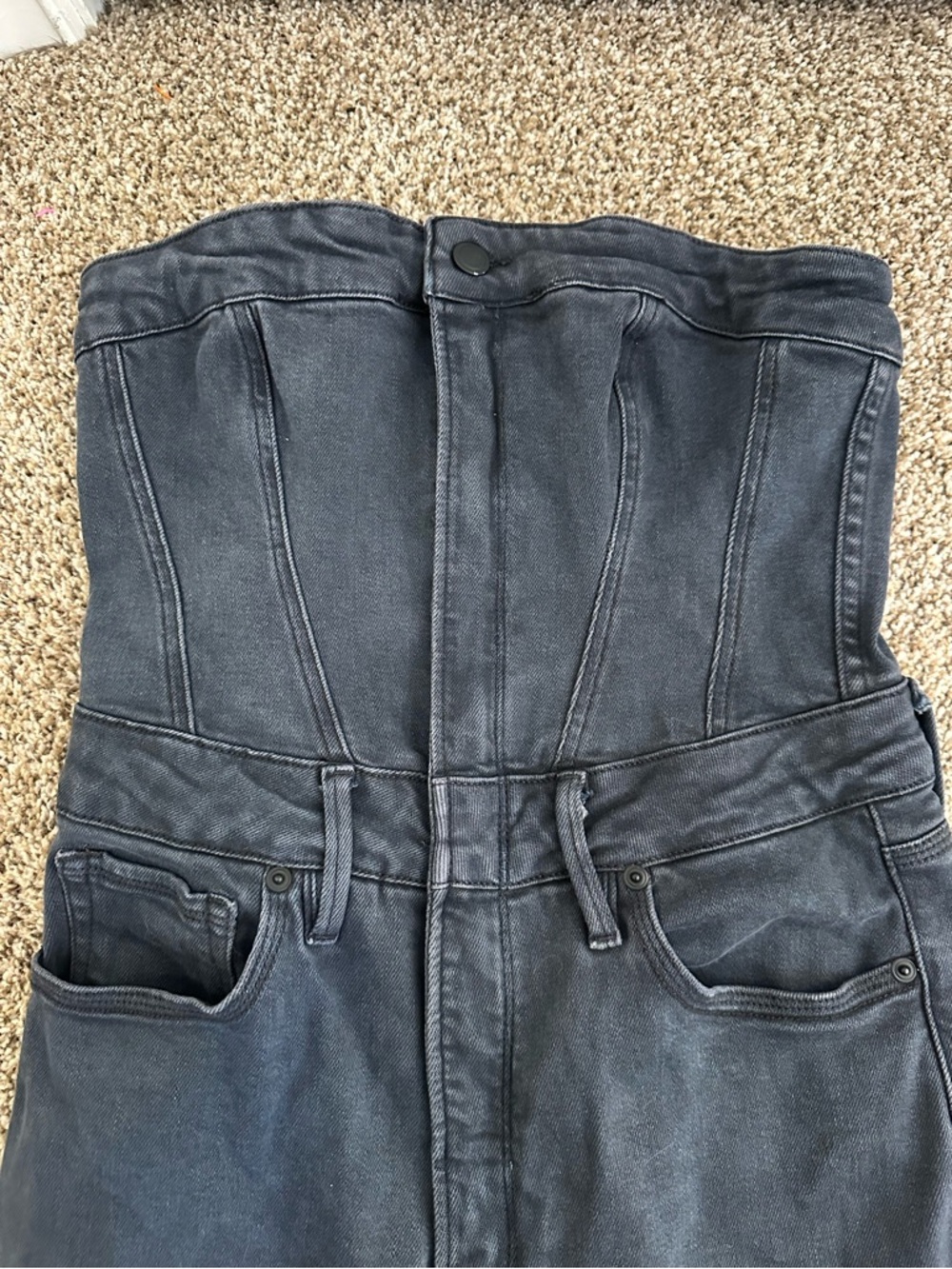Good American Black Denim Tube Jumpsuit - Picture 5 of 7